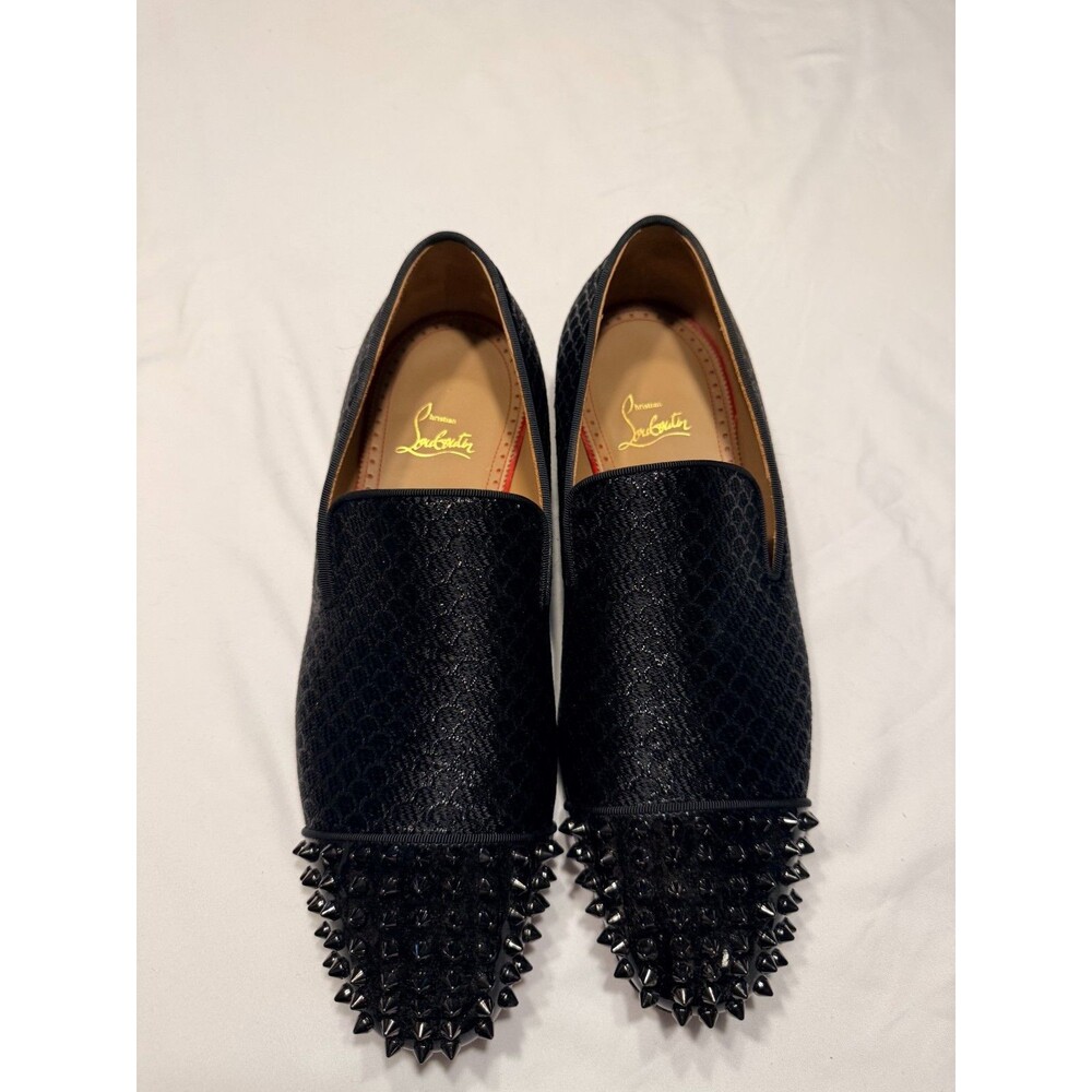 $1,200 Christain Louboutin "MARQUEES Spikeed" Black Loafer 9US (42)